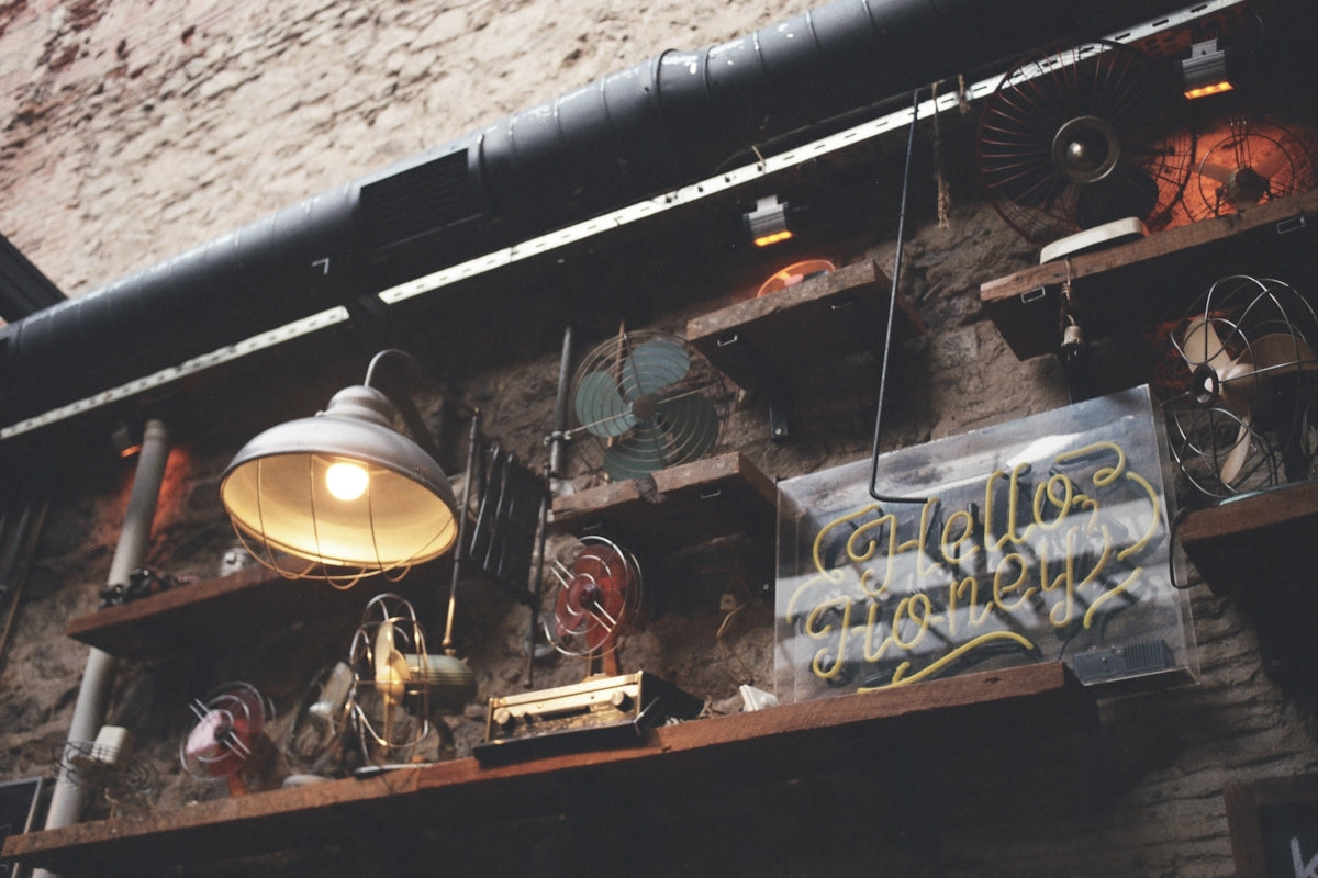 a wall with a bunch of different items on it